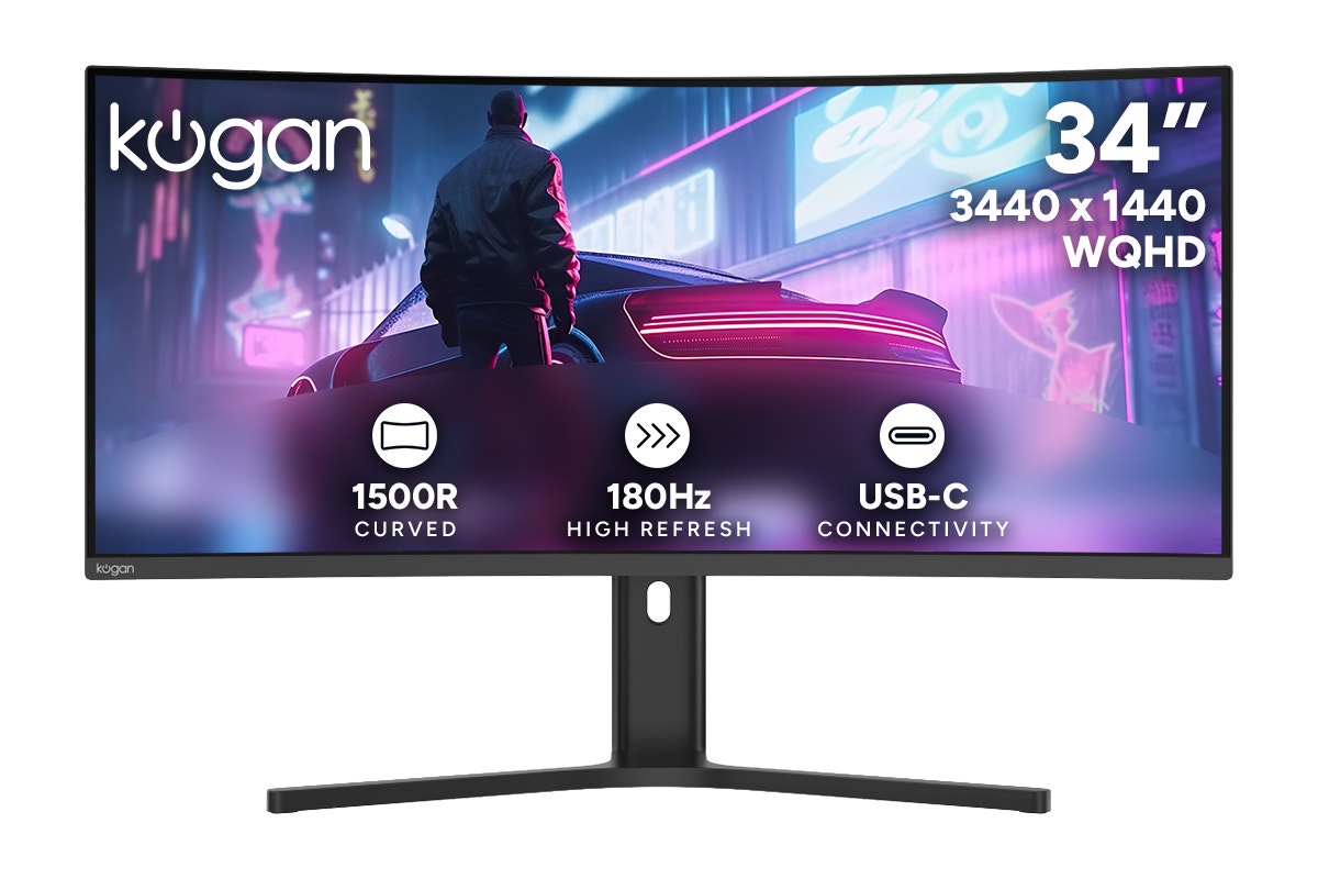 Kogan Infinity 34" Curved Ultrawide WQHD 180Hz 1ms Freesync USB-C Gaming Monitor (3440 x 1440)