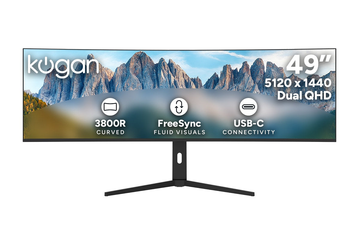 Kogan 49  Curved Ultrawide Dual QHD 5K Freesync USB-C Monitor (5120 x 1440)