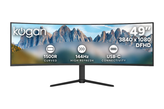 Kogan Infinity 49" Curved Ultrawide DFHD 144Hz FreeSync USB-C Monitor (3840 x 1080)