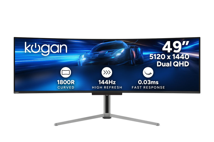 Kogan Infinity 49" Curved Ultrawide QD-OLED Dual QHD 5K 144Hz 0.03ms USB-C Gaming Monitor (5120x1440)