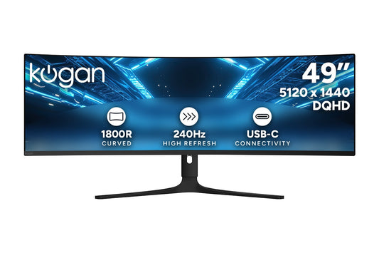 Kogan 49" Curved Ultrawide QD-OLED Dual QHD 5K 240Hz 0.03ms USB-C Gaming Monitor (5120 x 1440)