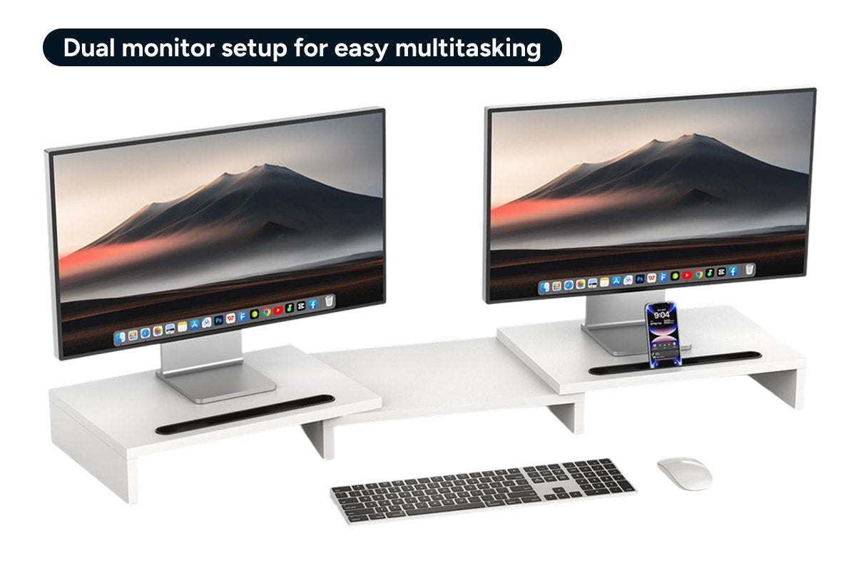 Kogan Modern Dual Monitor & Laptop Stand with Adjustable Length