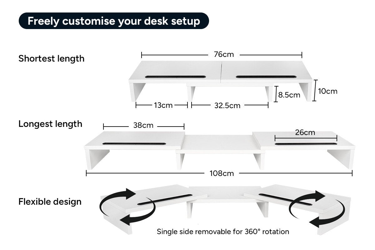 Kogan Modern Dual Monitor & Laptop Stand with Adjustable Length