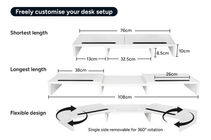 Kogan Modern Dual Monitor & Laptop Stand with Adjustable Length