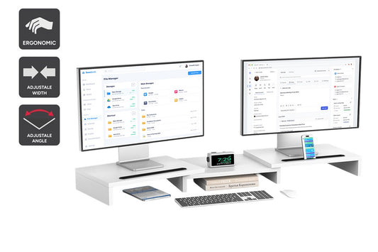 Kogan Modern Dual Monitor & Laptop Stand with Adjustable Length