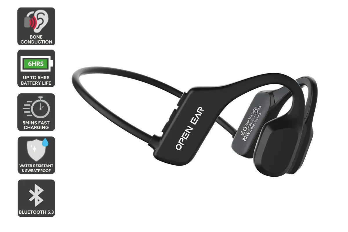 Kogan Open-Ear Bone Conduction Sports Headphones (Black)