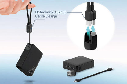 Kogan 10000mAh 20W PD Power Bank with Detachable USB-C Cable