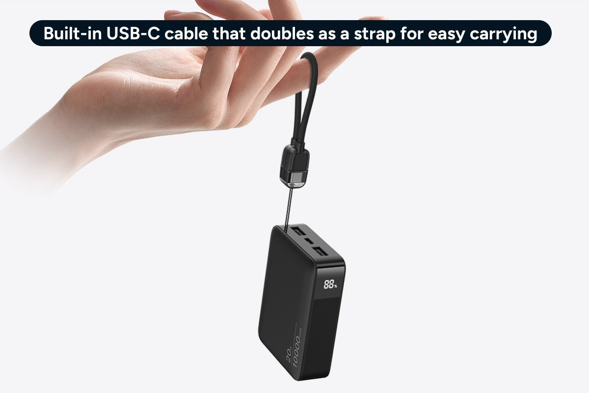 Kogan 10000mAh 20W PD Power Bank with Detachable USB-C Cable