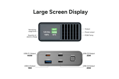 Kogan 27000mAh 140W PD Power Bank with Smart Digital Display  - 787 Series)