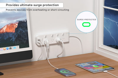 Kogan 4-Way Surge Protect Power Board with 2 USB-A & 1 USB-C Ports