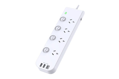 Kogan 4-Way Surge Protect Power Board with 2 USB-A & 1 USB-C Ports