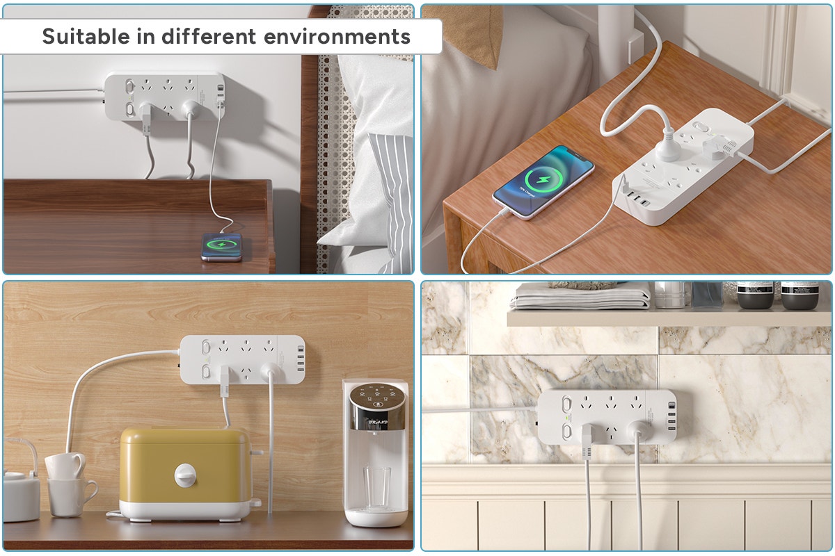 Kogan 6 Outlet Surge Protect Power Board with 3 USB-A & 30W PD USB-C Ports