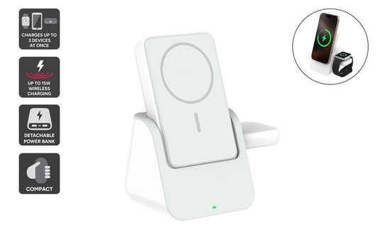 Kogan MagPulse 3-in-1 Wireless Charging Dock + 10000mAh MagSafe-Compatible Power Bank