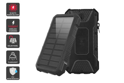 Kogan 20000mAh 18W PD IP54 Outdoor Power Bank with Built-in LED Light and Solar Panel