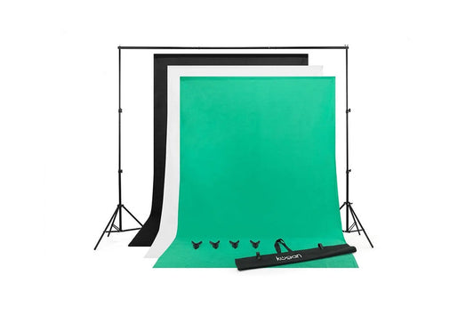 Kogan Photography Backdrops Set (Green/White/Black, 3 Pack)