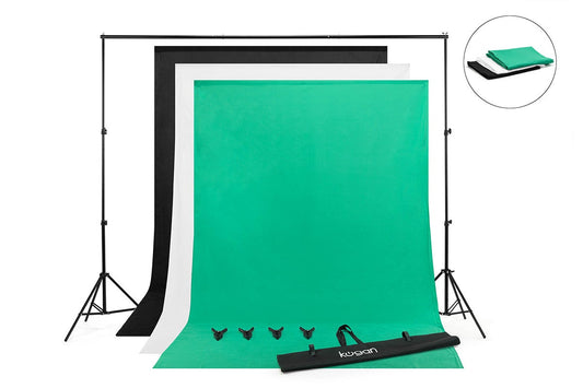 Kogan Photography Background Stand with 3 Backdrops Kit (160 x 300cm)