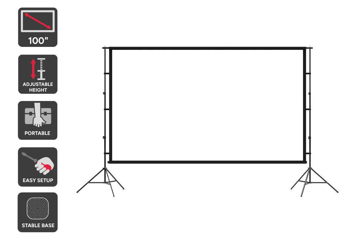 Kogan 100'' Double Tripod Projector Screen with Stand