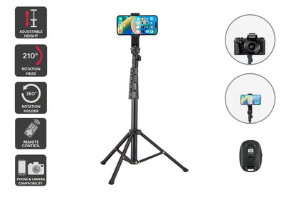 Adjustable Camera & Phone Tripod with Remote Control