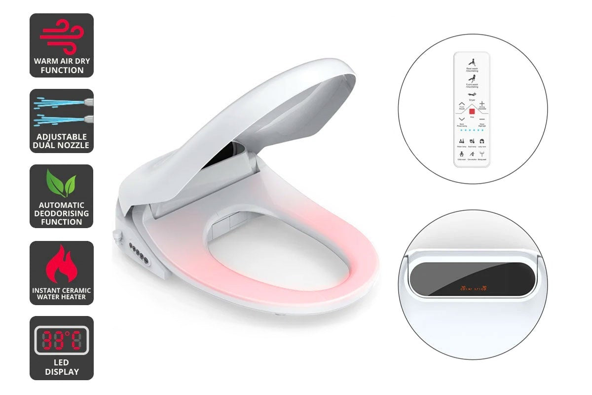 Kogan Premium Smart Wash & Dry Remote Control Electric Bidet Toilet Seat