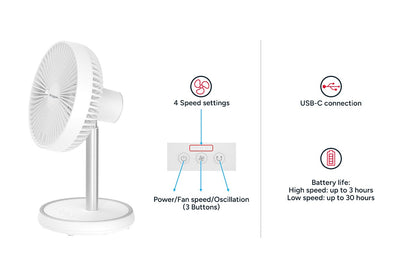 Kogan Portable Rechargeable Oscillating DC Motor Fan