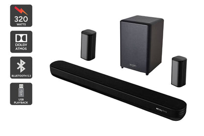 Kogan 5.1.2 Channel 320W Dolby Atmos Soundbar with Subwoofer & Rear Speakers