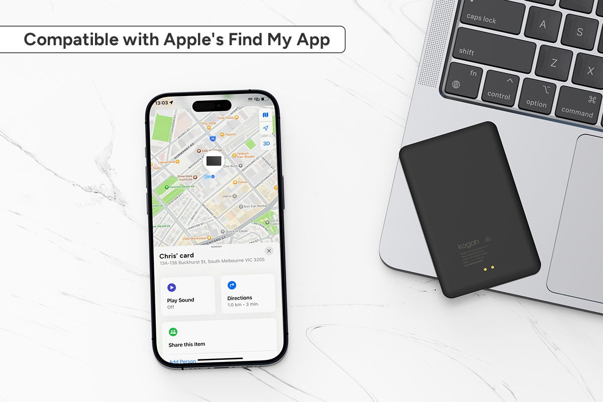 Kogan Smart Tag Rechargeable Wallet Tracker Card for Apple Find My - 2 Pack