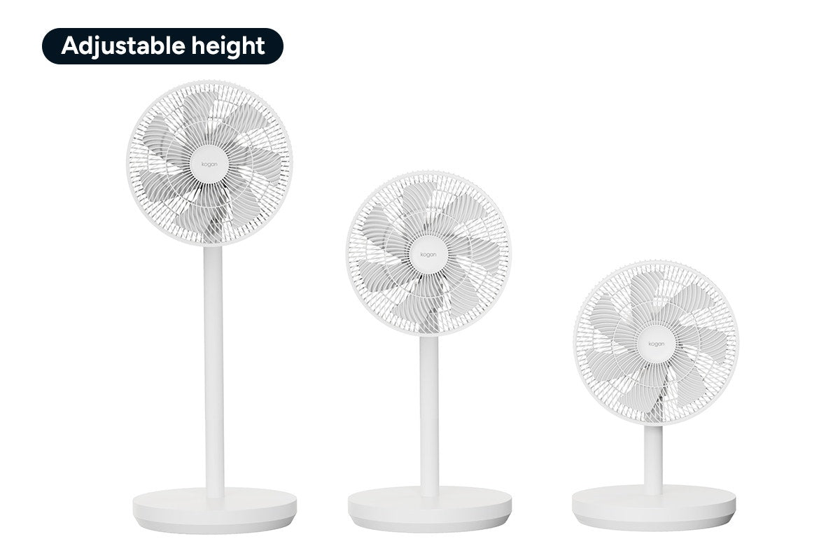 Kogan SmarterHome™ Premium Rechargeable 3D Oscillating DC Fan (White)