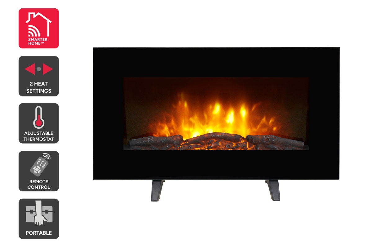 Kogan SmarterHome™ 2000W Electric Fireplace Heater with Log Effect