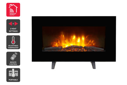 Kogan SmarterHome™ 2000W Electric Fireplace Heater with Log Effect