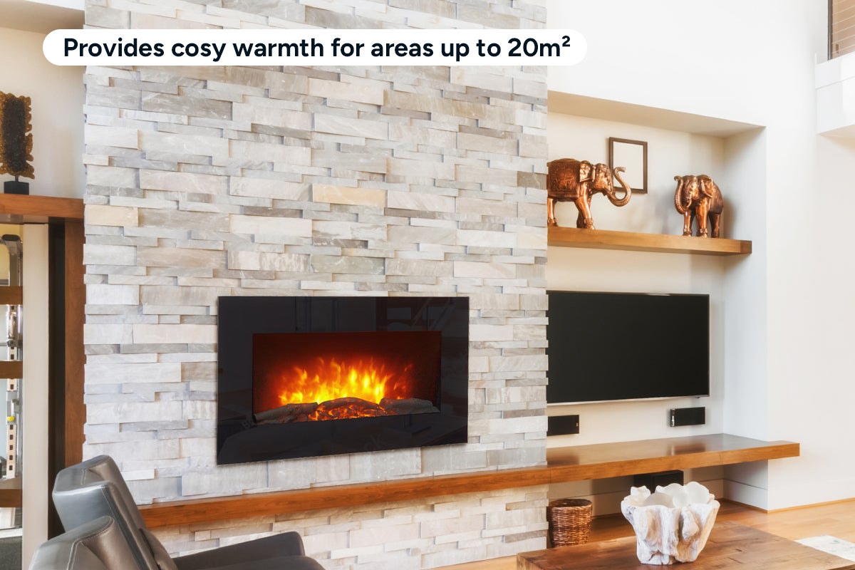 Kogan SmarterHome™ 2000W Electric Fireplace Heater with Log Effect