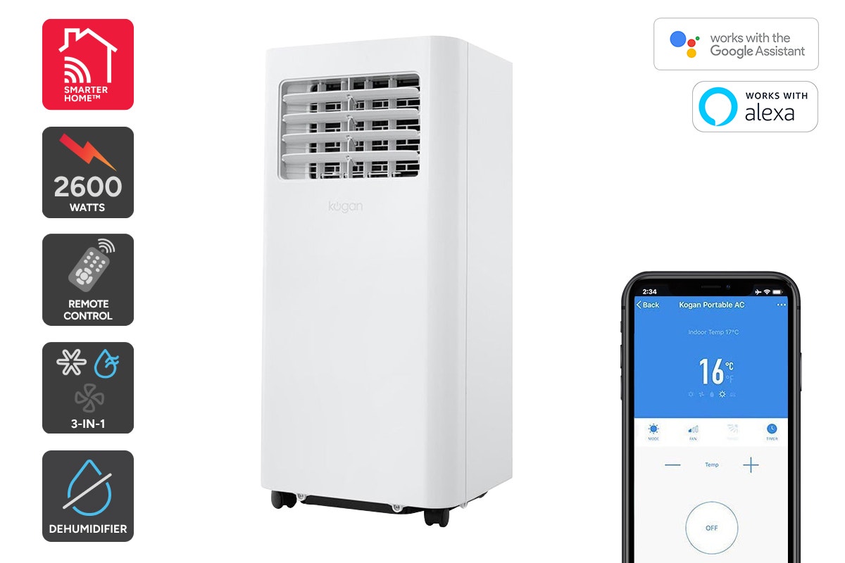 Kogan SmarterHome™ 2.6kW Portable Air Conditioner (9,000 BTU)
