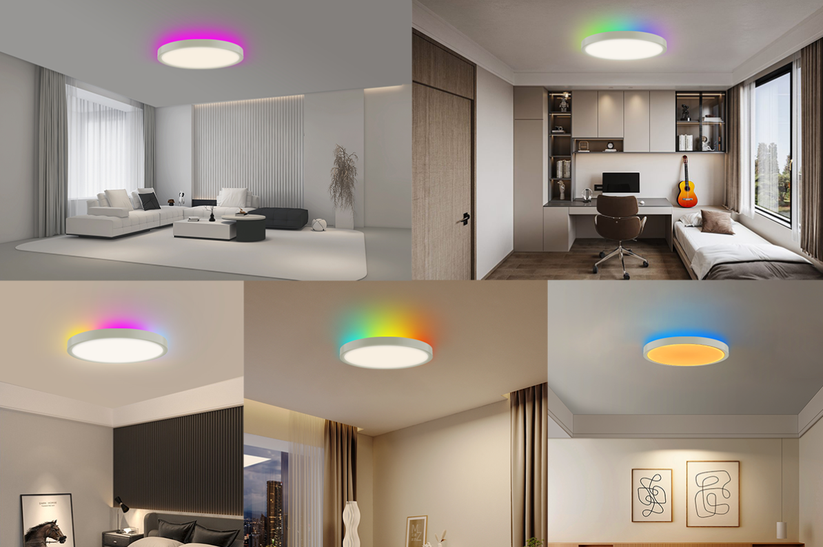 Kogan SmarterHomeâ„¢ LED RGBIC Ceiling Light  - Wi-Fi)