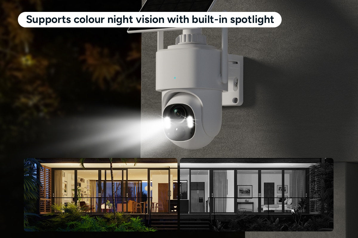 Kogan SmarterHome™ 3MP Outdoor Battery Powered Pan and Tilt Security Camera with Spotlight
