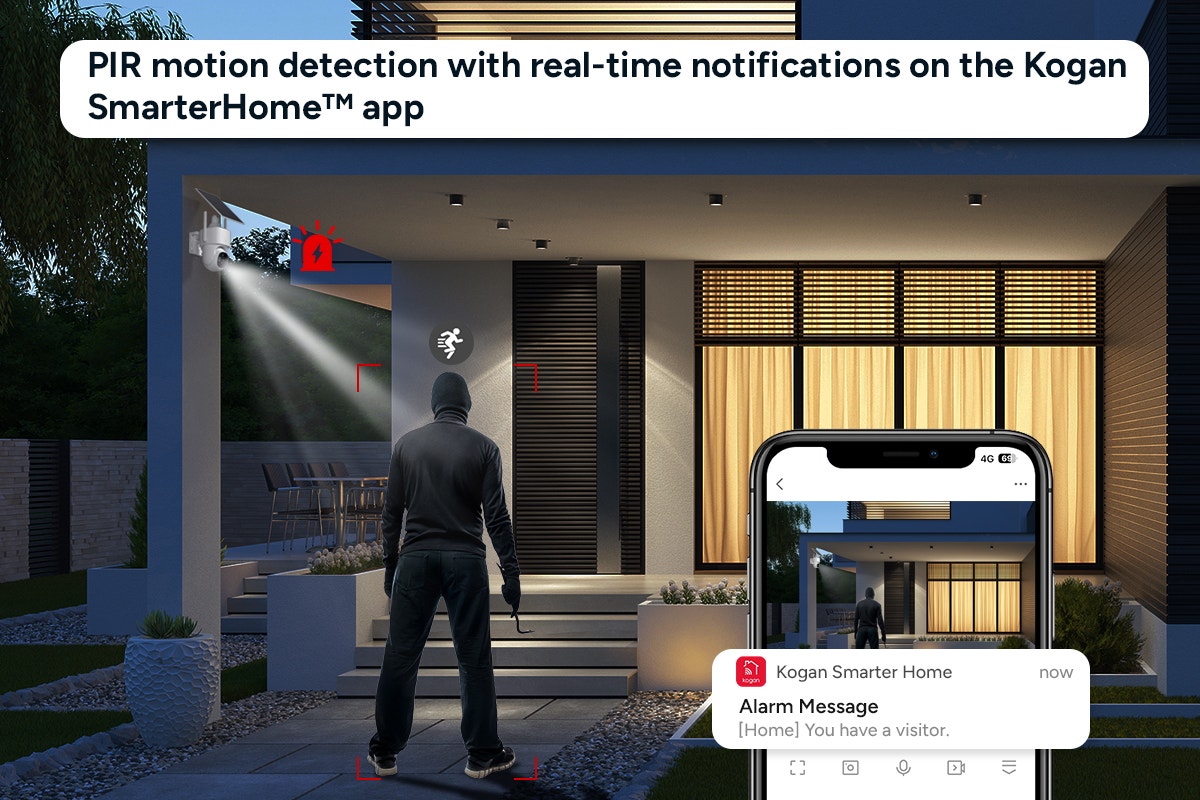 Kogan SmarterHome™ 3MP Outdoor Battery Powered Pan and Tilt Security Camera with Spotlight