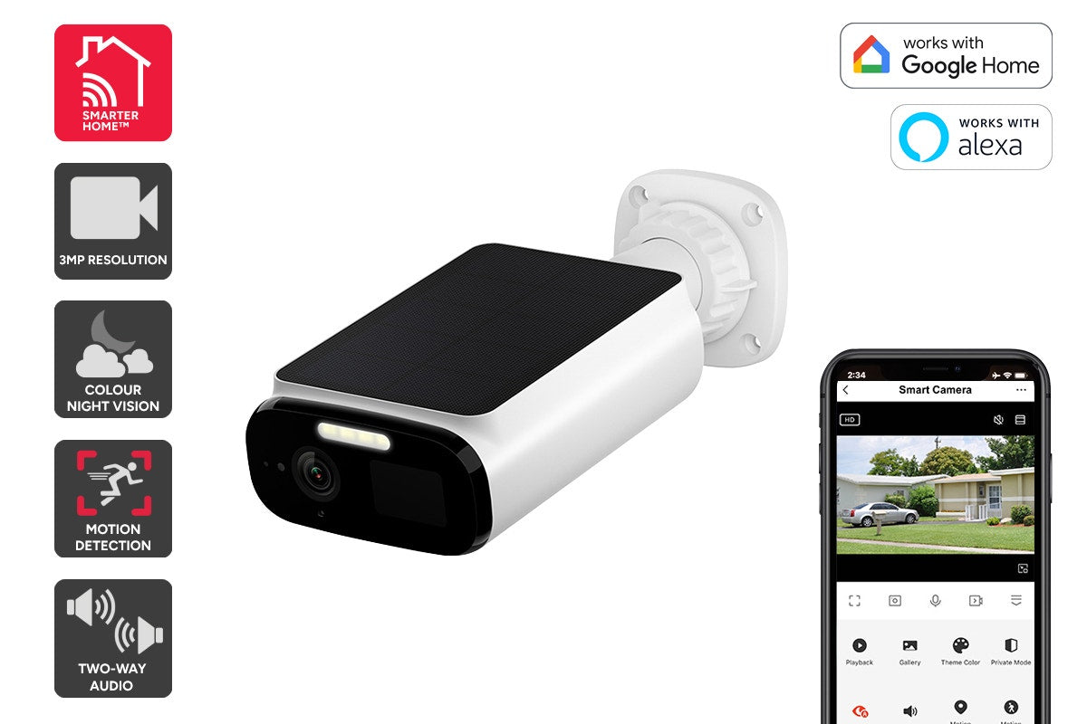 Kogan SmarterHome™ 3MP Outdoor Battery & Solar Powered Wireless Security Camera with Spotlight