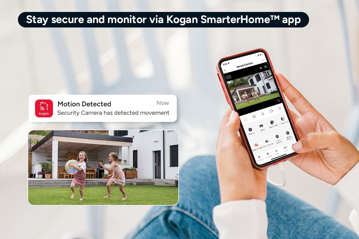 Kogan SmarterHome™ 3MP Outdoor Battery & Solar Powered Wireless Security Camera with Spotlight