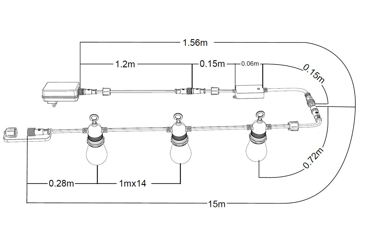 Kogan SmarterHomeâ„¢ RGBICW Festoon Lights (15m)