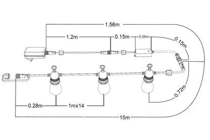 Kogan SmarterHomeâ„¢ RGBICW Festoon Lights (15m)