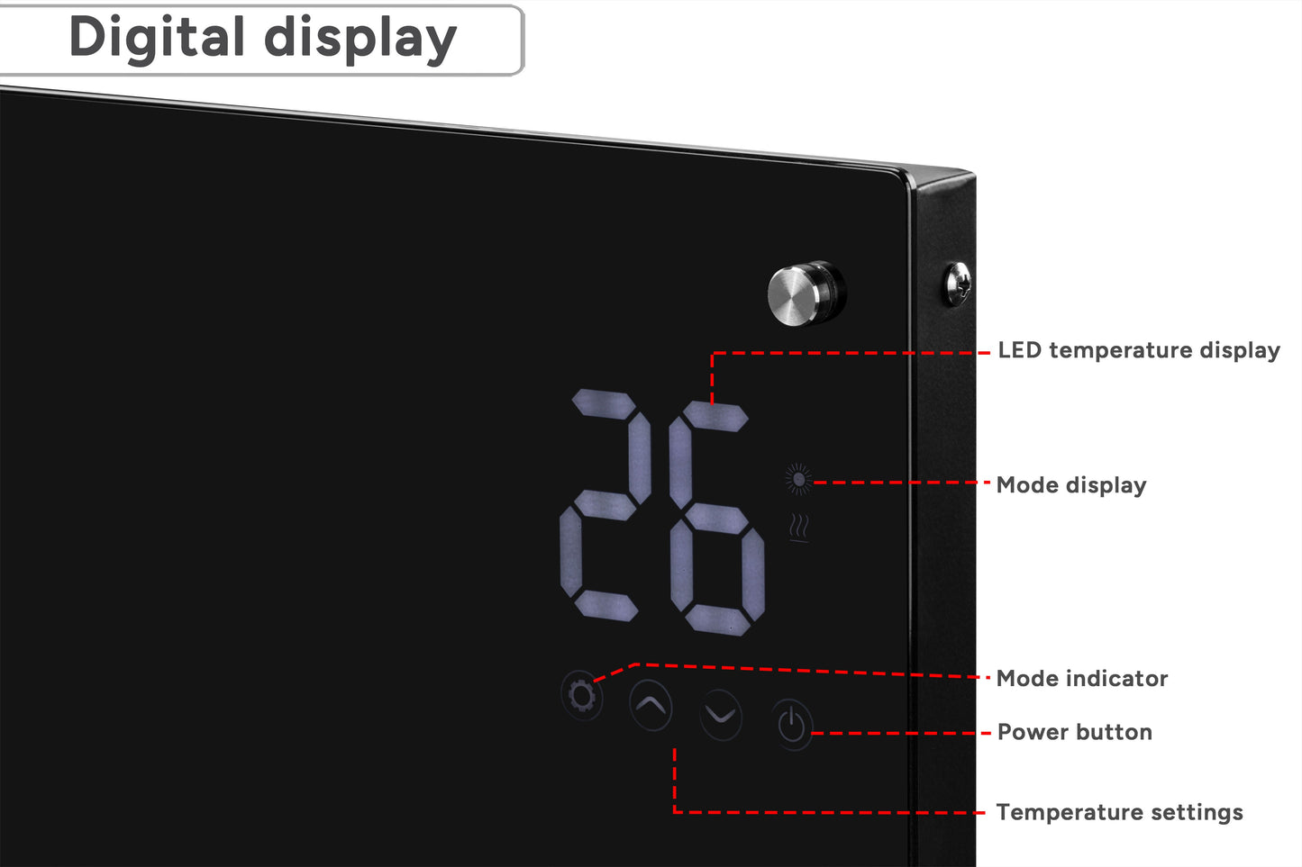 Kogan SmarterHomeâ„¢ 2.4kW Premium Glass Panel Heater  - Black)