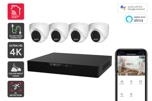Kogan SmarterHome 8 Channel NVR AI Security Camera System with 4 x 8MP Cameras (4TB, PoE)