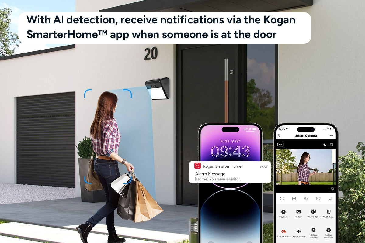 Kogan SmarterHome™ 3MP Outdoor Solar Security Camera with Floodlight