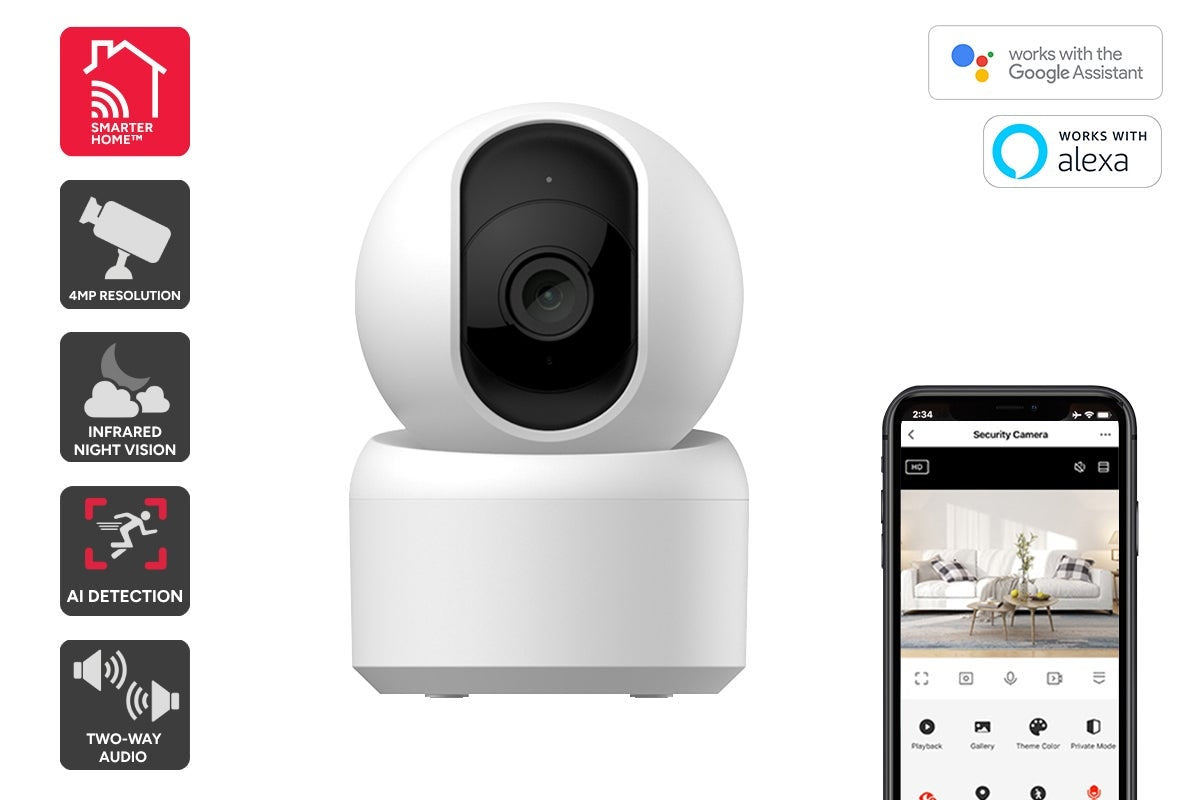 Kogan SmarterHome™ 4MP PTZ Motion Tracking Security Camera