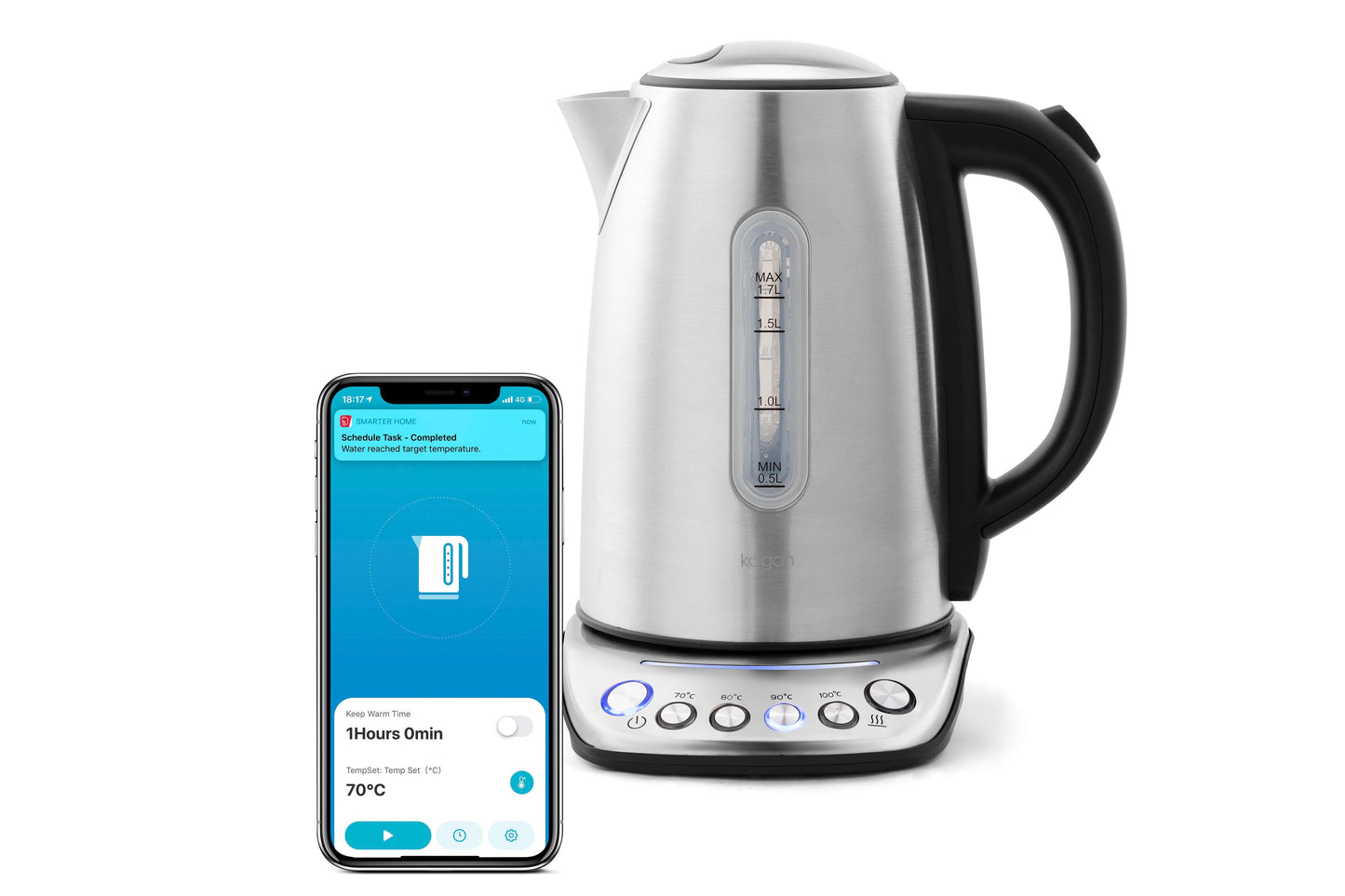 Kogan SmarterHomeâ„¢ 1.7L Smart Kettle (Stainless Steel)