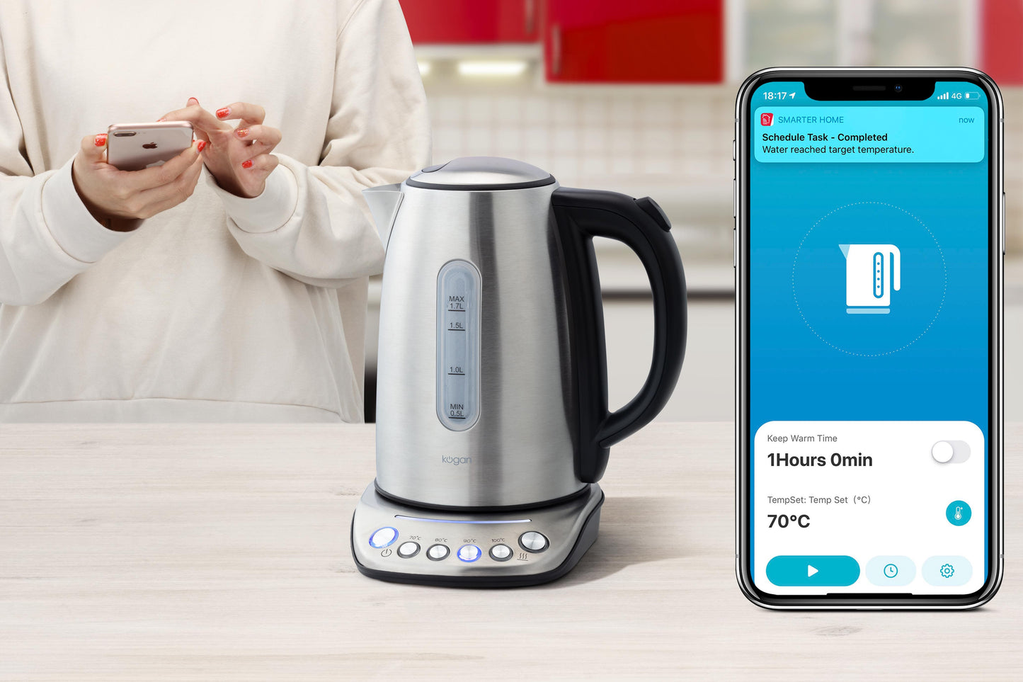 Kogan SmarterHomeâ„¢ 1.7L Smart Kettle (Stainless Steel)