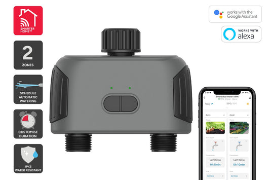 Kogan SmarterHome™ Bluetooth Garden Irrigation Water Timer with Dual Outlets
