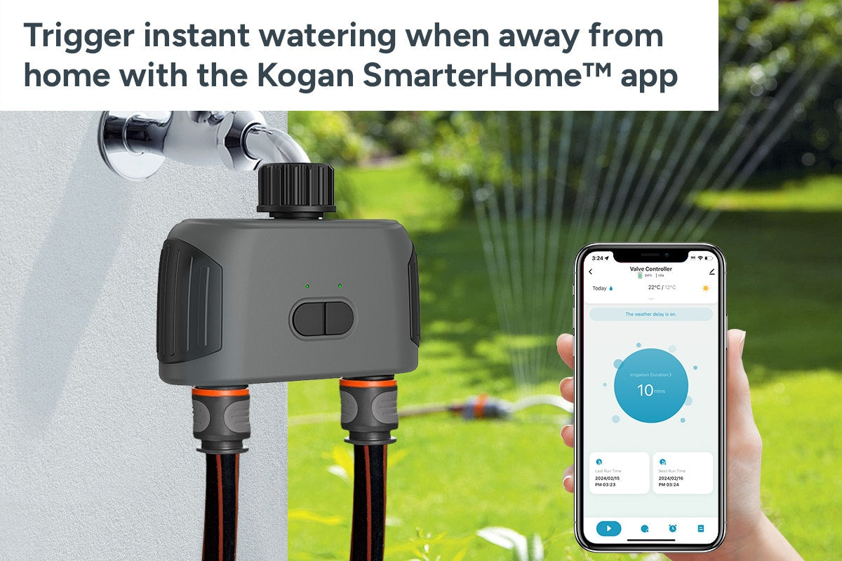 Kogan SmarterHome Wireless Garden Irrigation Water Timer with Dual Outlets