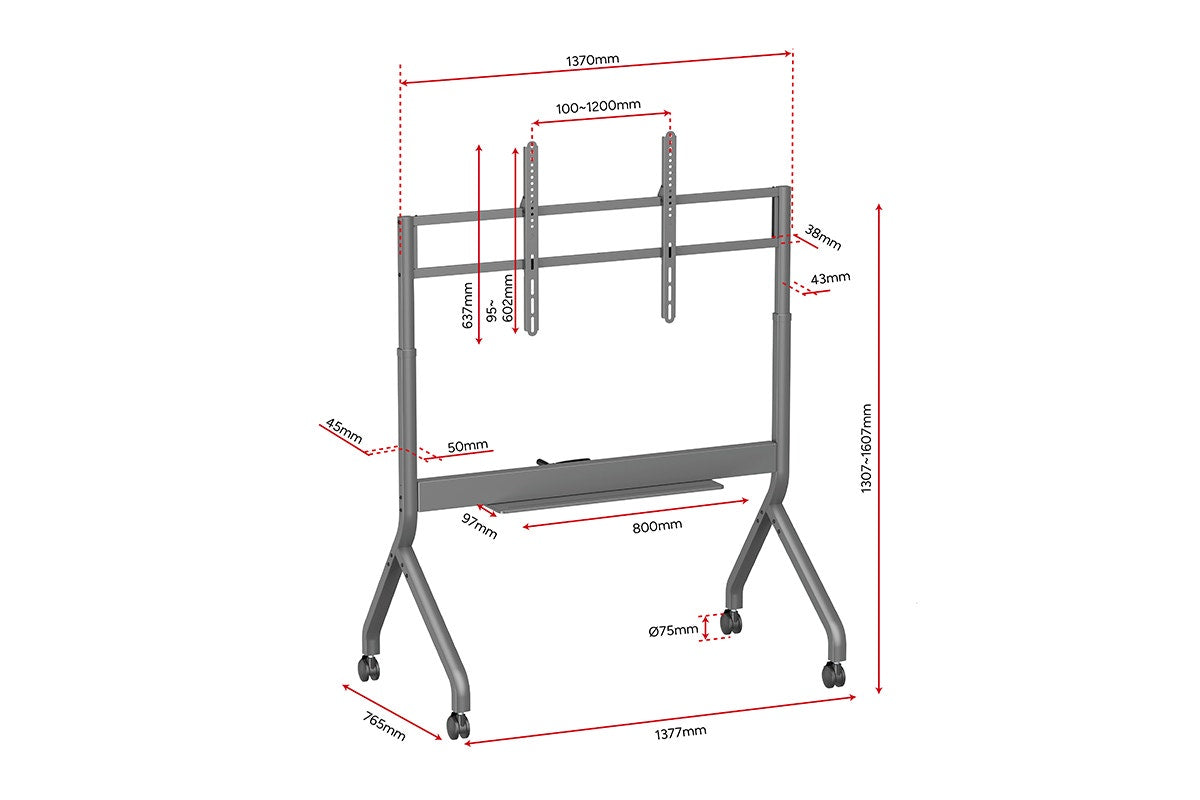 Kogan Heavy Duty Adjustable Portable TV Floor Stand for 60" - 110" TVs