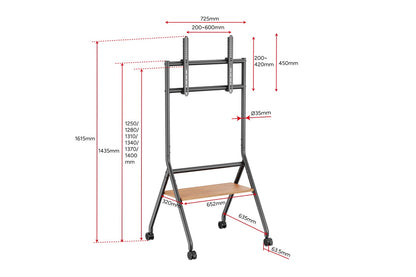 Kogan Studio TV Cart with Shelf for 37" - 86" TVs (Matte Black & Walnut)