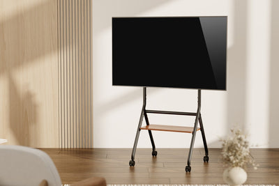 Kogan Studio TV Cart with Shelf for 37  - 86  TVs  Matte Black & Walnut
