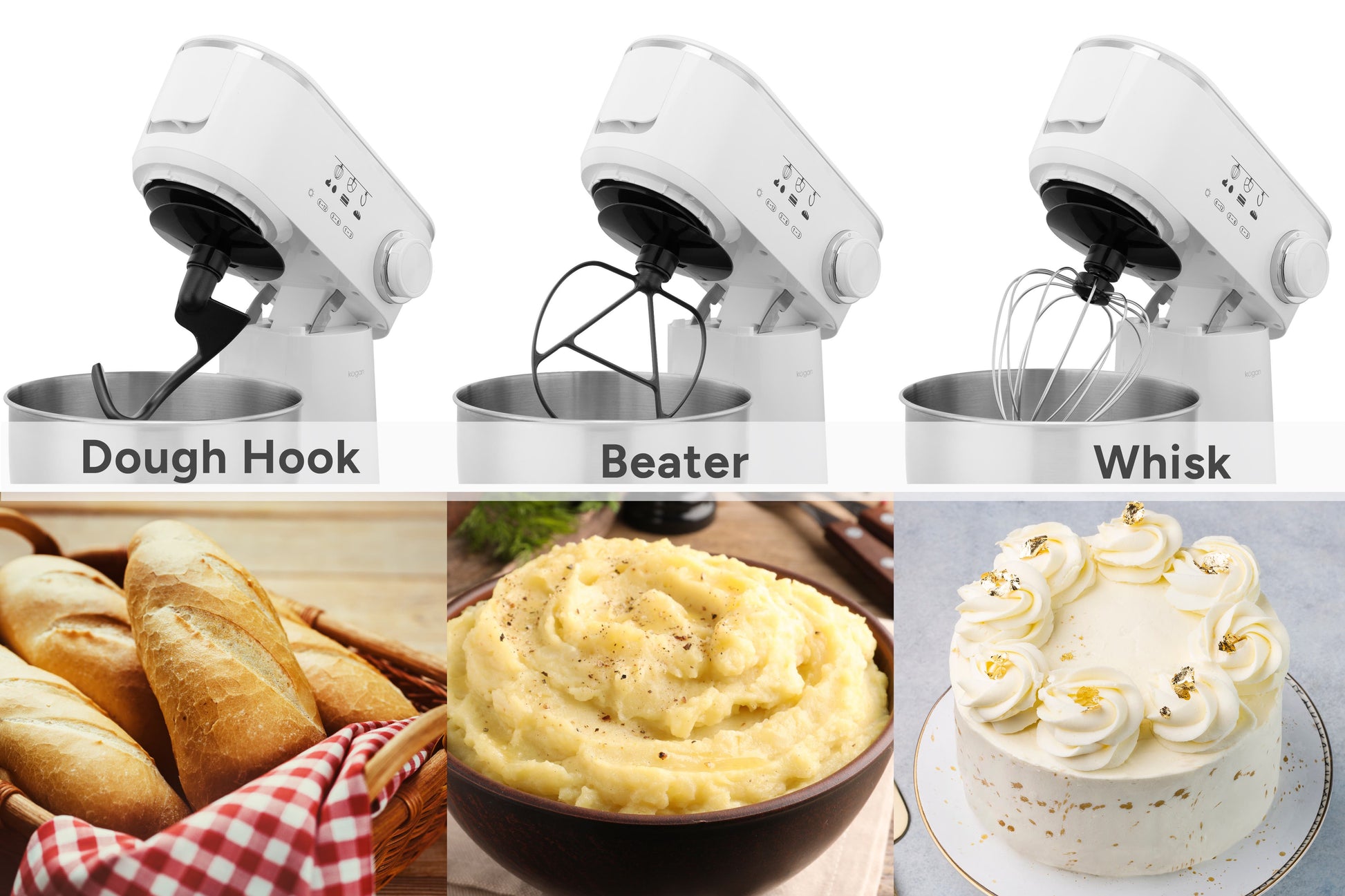 Kogan 600W Stand Mixer (White)